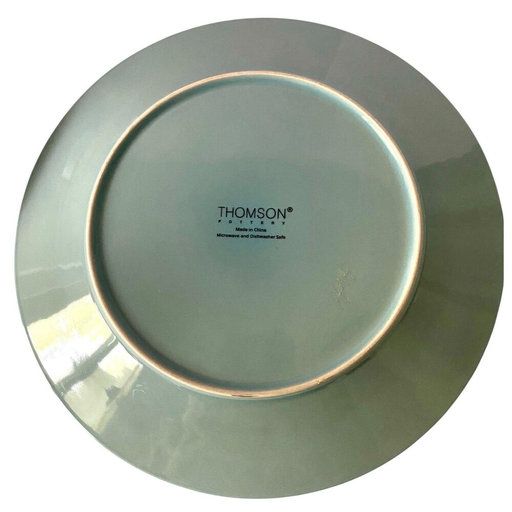 Thomson Pottery Cape Cod Aqua Blue Dinner Plates  10.5" Set of 2 Embossed Shells - Picture 4 of 4